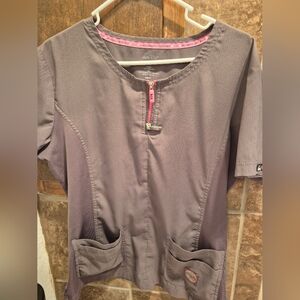 Koi Lite Charcoal Scrub Set with Pink Zipper